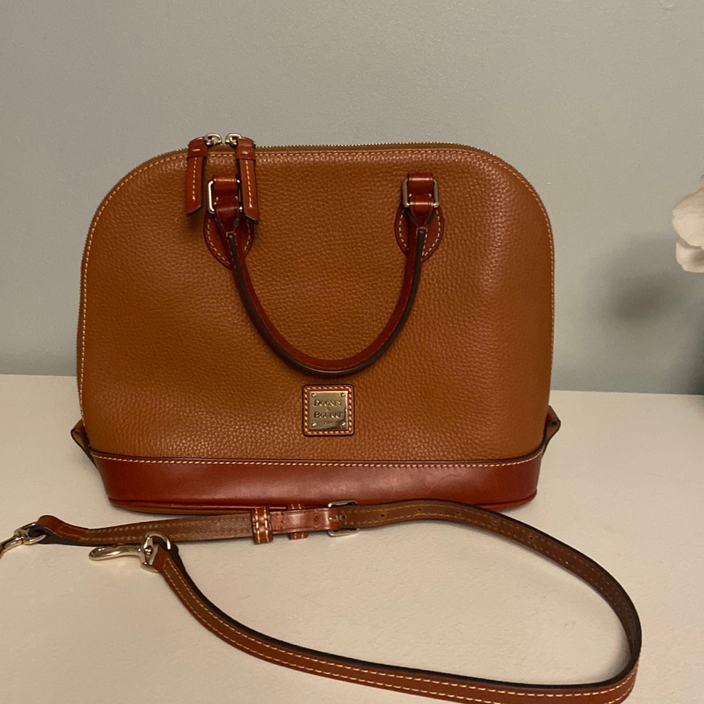 Dooney & Bourke- “Zip Zip Satchel” In Pebble Grain Color:Caramel